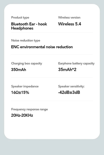 NE27 Bluetooth V5.4 Earphones OWS Sports Bluetooth Wireless Headphones AI Translator Earbuds LCD Touch Screen Open-Ear