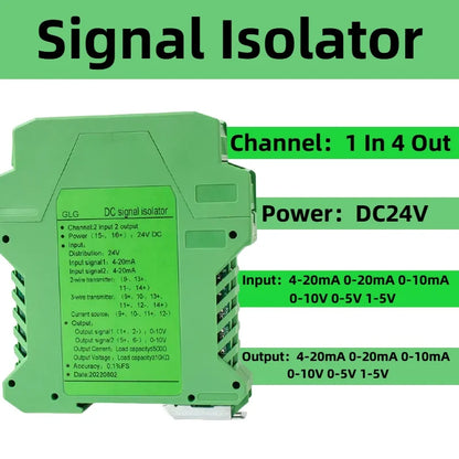 4-20mA to 0-10V DC Signal Isolator 0-10mA 0-20mA to 0-10V 0-5V 1-5V Analog Signal Isolator 1 In 1 Out 1 In 2 Out