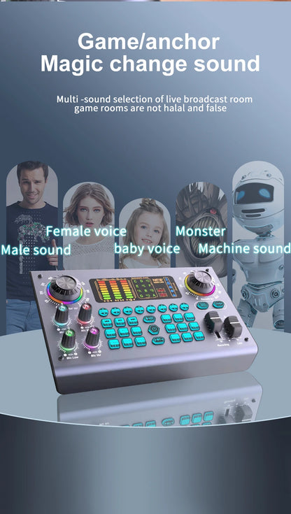 Zealsound Professional Podcast Live SoundCard Equipment Bundle with 48V XLR Microphone for PC Recording Singing Streaming Gaming