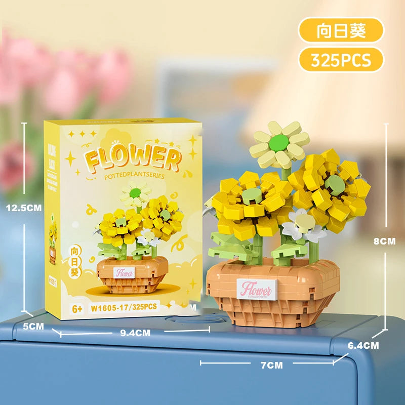 Bouquet Flower Mini Diy Building Block Toys for Children Bricks Blocks for Adults Constructor Micro Bricks Construction Set Gift