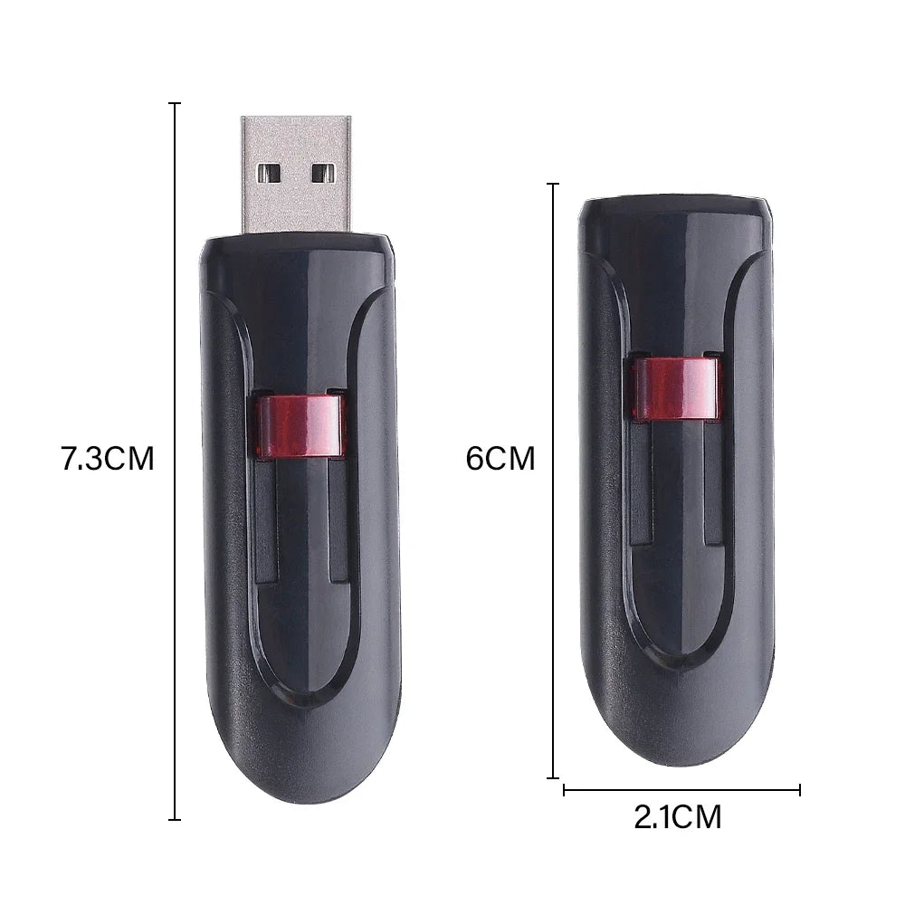 High Speed Genuine USB Flash Drive 128GB Black Pen Drive with Bonus Keychain 64GB Memory Stick 32GB Business Gift 16GB