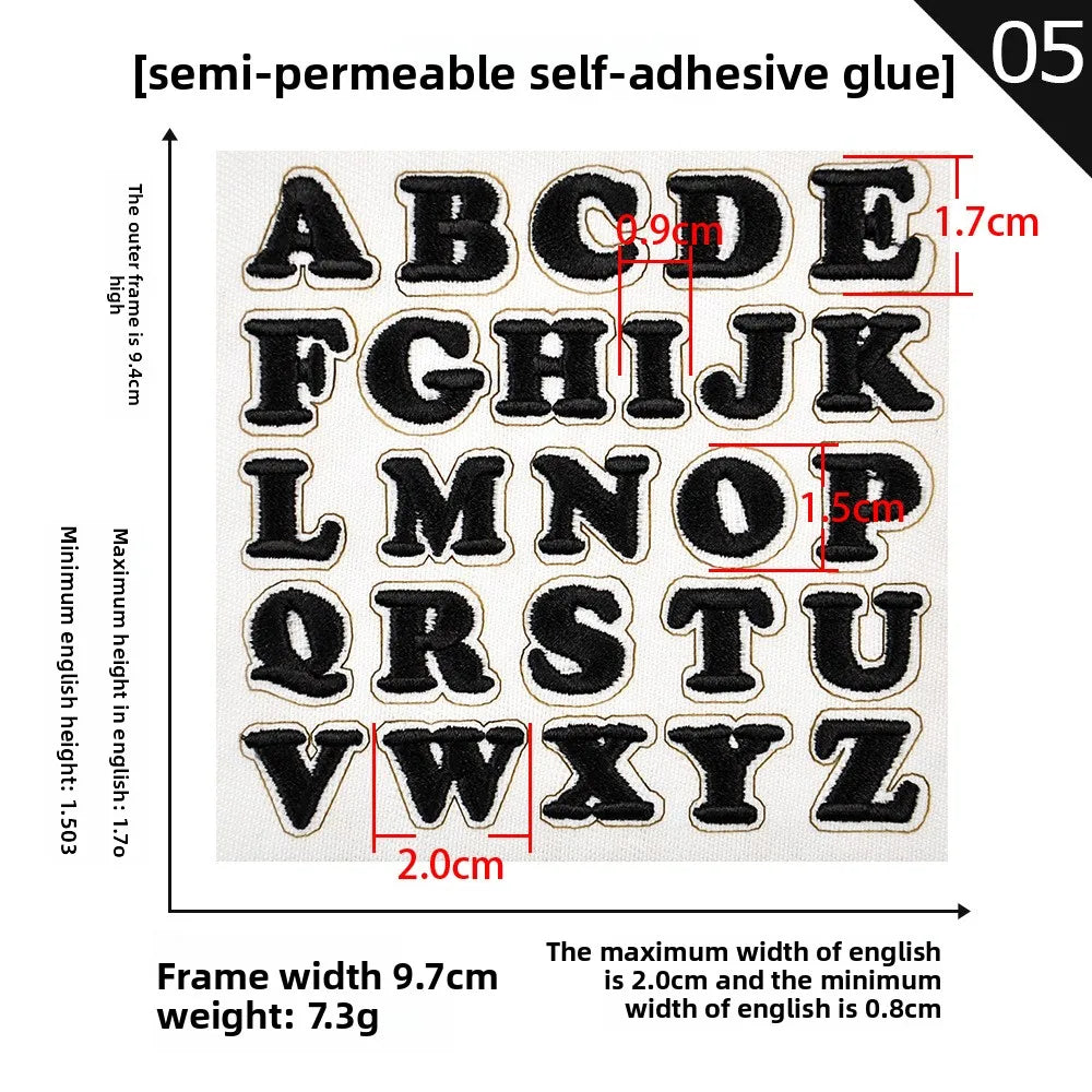 26pcs Small Letter Embroidered Patches Self-Adhesive Fabric Stickers Patche For Fabric, Clothes, Hat, Socks, Jeans,Backpacks