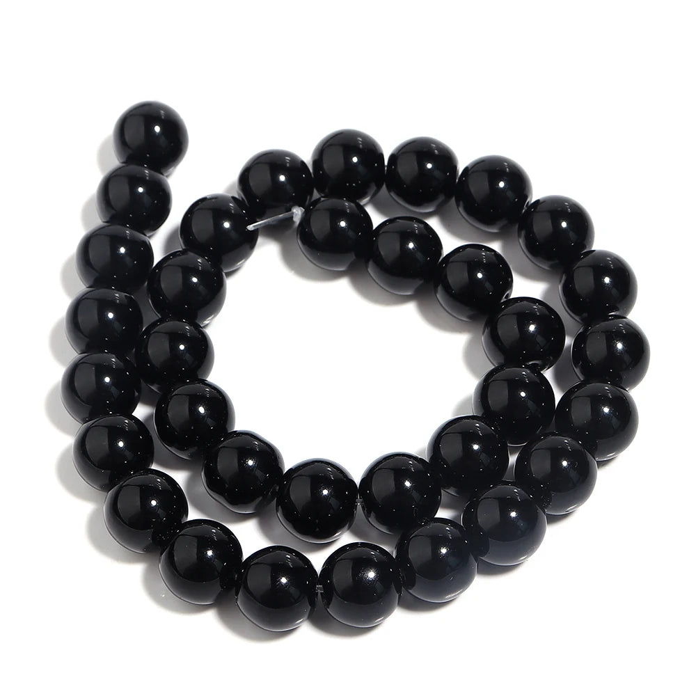 1 Strand Natural Stone Black Onyx Agate Round Loose Beads 2-20MM Pick Size For Crafts Making DIY Sewing clothing Accessories
