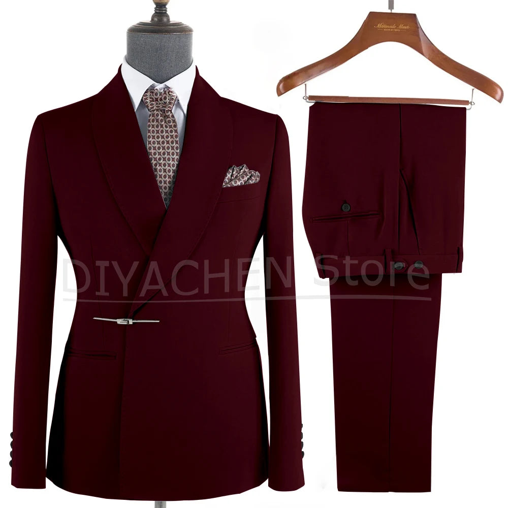 Elegant 2-Piece Men's Suit Slim Fit  Blazer And Pants Set for Wedding Groom Tuxedo Business Party