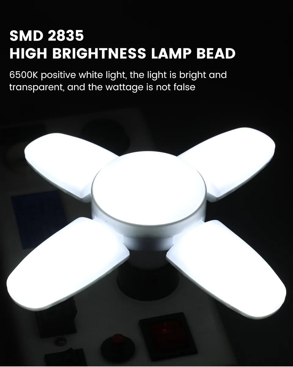 E27 Fan Shape Foldable  LED Bulb AC85-265V  Deformation for Home Ceiling Lights Warehouse and Garage White Light 6500K Bulb