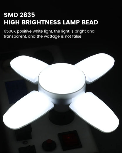E27 Fan Shape Foldable  LED Bulb AC85-265V  Deformation for Home Ceiling Lights Warehouse and Garage White Light 6500K Bulb