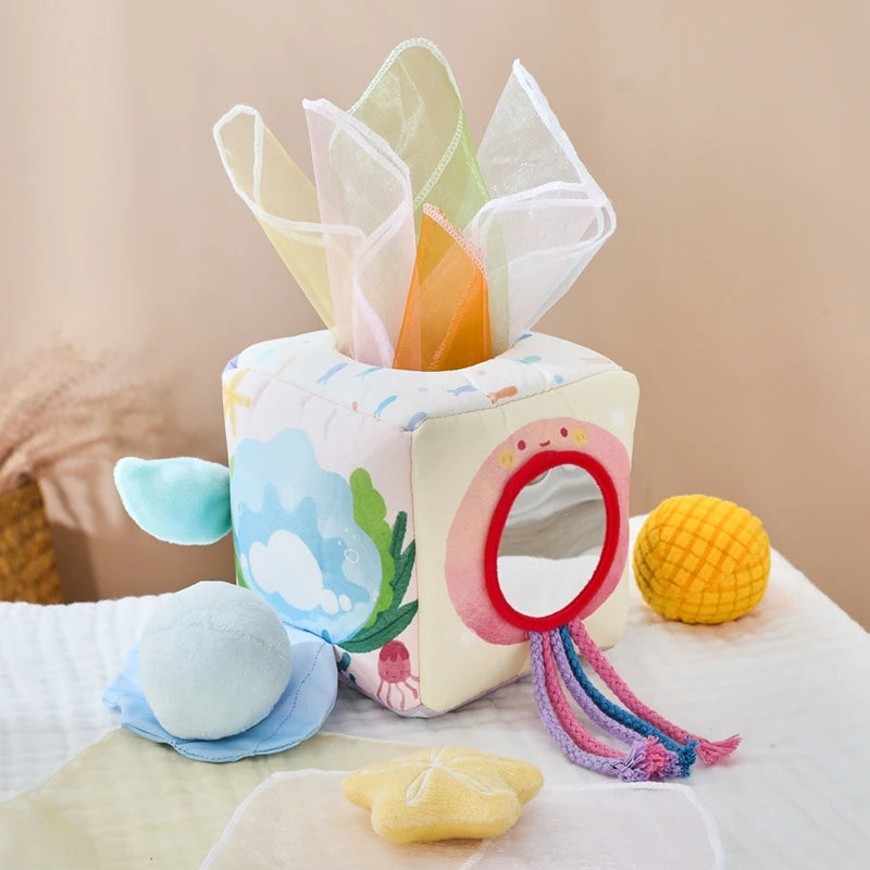 Baby Montessori Toy cotton Magic Tissue Box Finger Exercising Busy Board Game Cloth Book Cartoon Mermaid Puzzle Toy Girl's Gifts