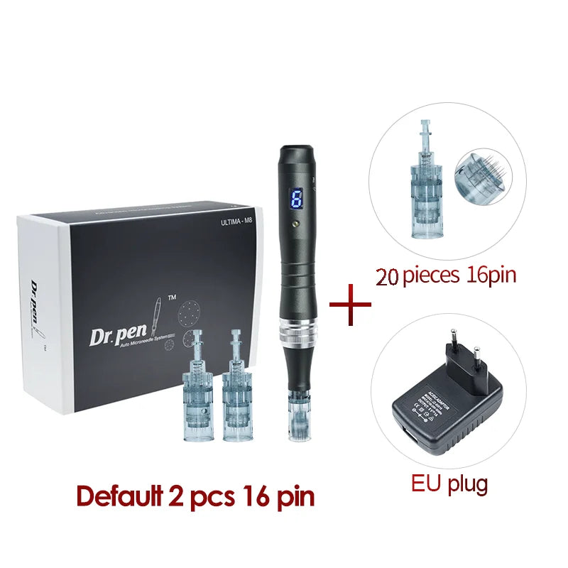 Dr pen Ultima M8 With 22 Cartridge Wireless MTS Derma Microneedle Pen Kit Professionals Use Beauty Machine Needle length 0.25 mm