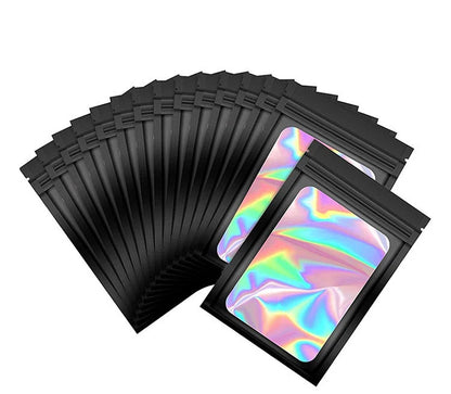 50pcs pack Mylar Bags Laser Color Plastic Packaging Mini Pouch Resealable ZipLock Smell Proof Coffee Herb Powder