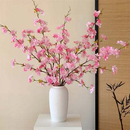 Japanese Style Artificial Cherry & Peach Blossom Bouquet, Faux Dried Floral Ornaments for Table & Living Room Home Decoration