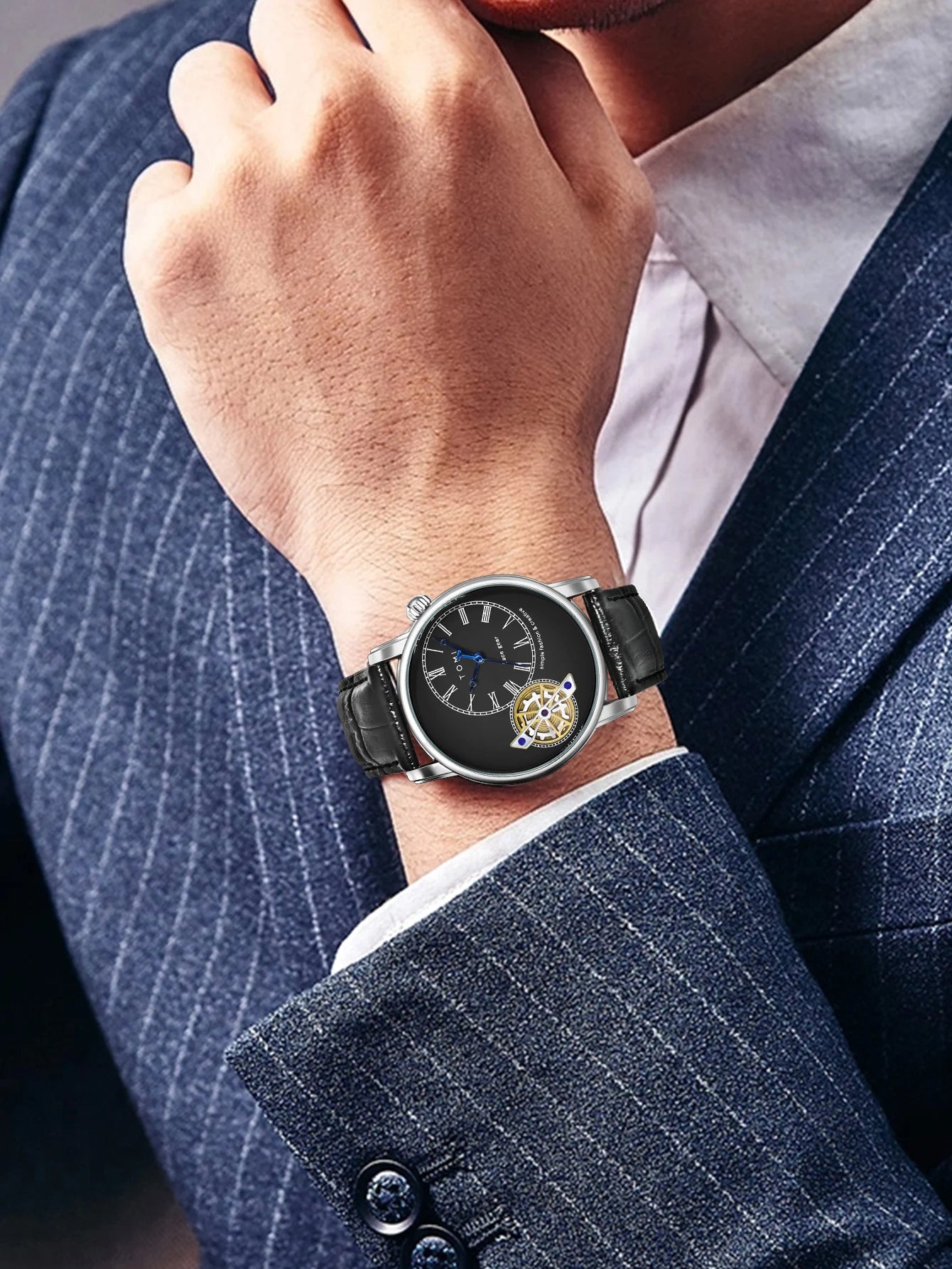 TOMI Set Gift Box Luxury and Fashionable Men's Quartz Watch Leisure Calendar Double Strap Quartz Watch Festival Gift