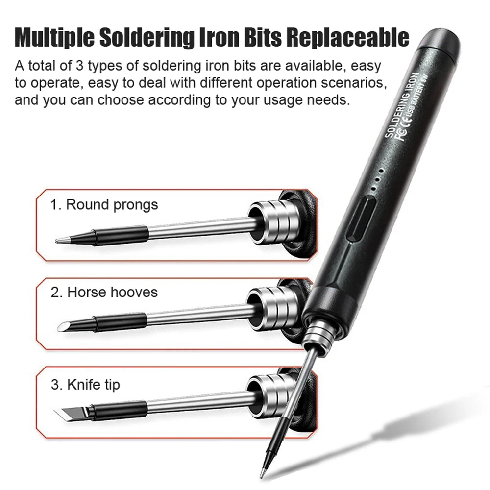 USB Portable Intelligent Electric Soldering Iron Multifunctional Soldering Welding Pen with 300-400℃ Temperature Adjustment