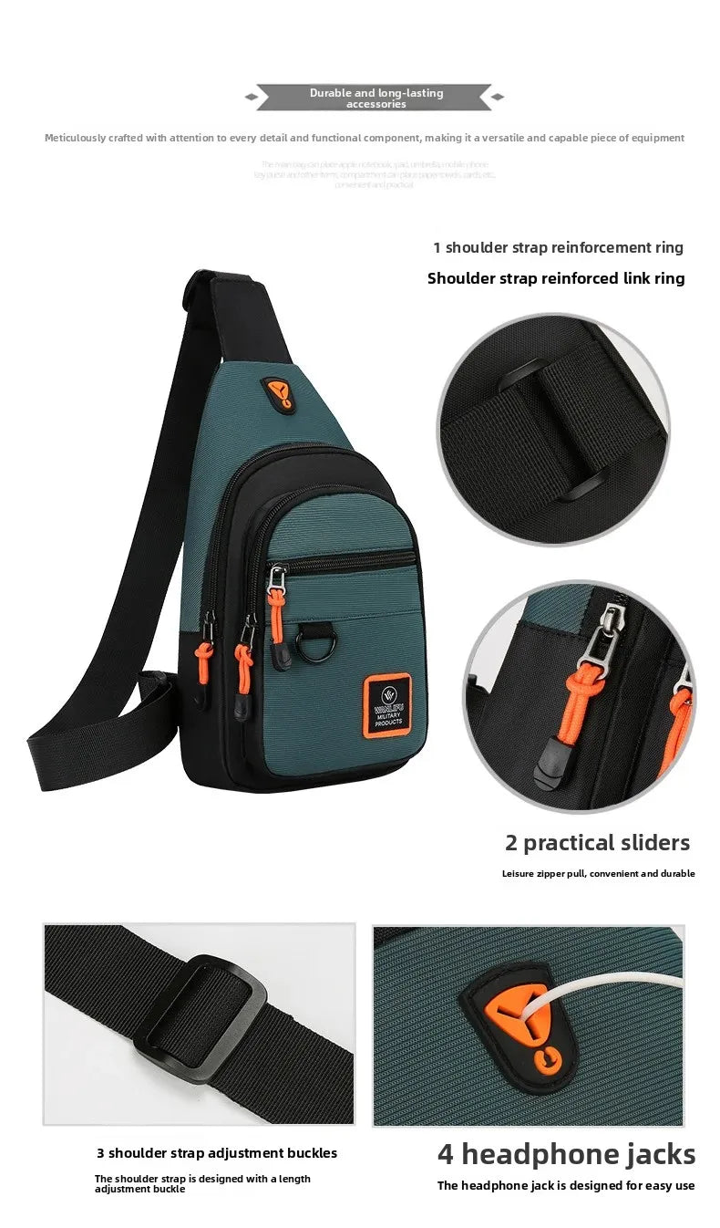 Fashion Men's Chest Bag Handbag Lightweight Oxford Fabric Crossbody Shoulder Bag Stylish Casual Men's Waist Packs Male Chest Bag