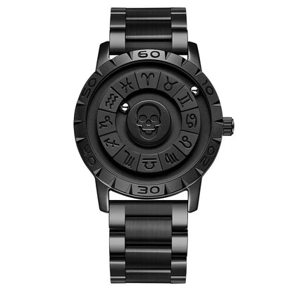 FOXBOX Fashion Leather Watch Men Creative Rolling Pointer Design Watch Men Casual Business Military Men's Quartz WristWatches
