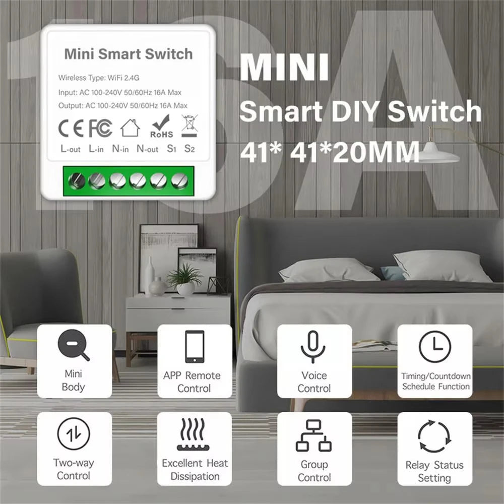 Mini Zigbee 3.0 WIFI Tuya Smart Switch 2-Way Control Relay Breaker Smart Life Home Automation Support Alexa Google Assistant
