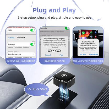 Mini 2in1 Wireless CarPlay Adapter Wireless Android Auto AI Smart Box Intelligent Systems for Wired CarPlay Car
