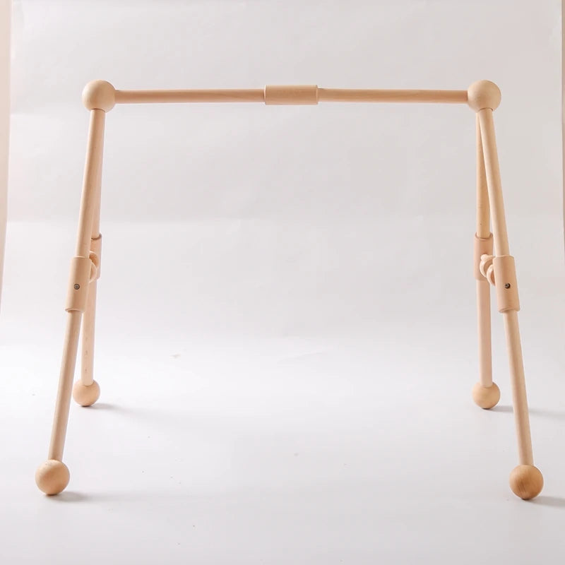1set Baby Wooden Rattle Toys Play Gym Mobile Hanging Sensory Toys Foldable Play Gym Frame Activity Gym Baby Room Decorations Toy