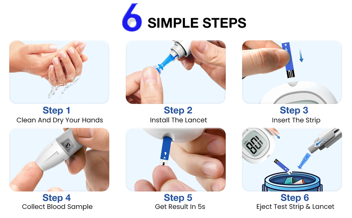 LinkSun G-425-3 Blood Glucose Meter 10/50/100pcs Test Strips Medical Diabetes Blood Sugar Test Monitor Complete Kit Glucosemeter