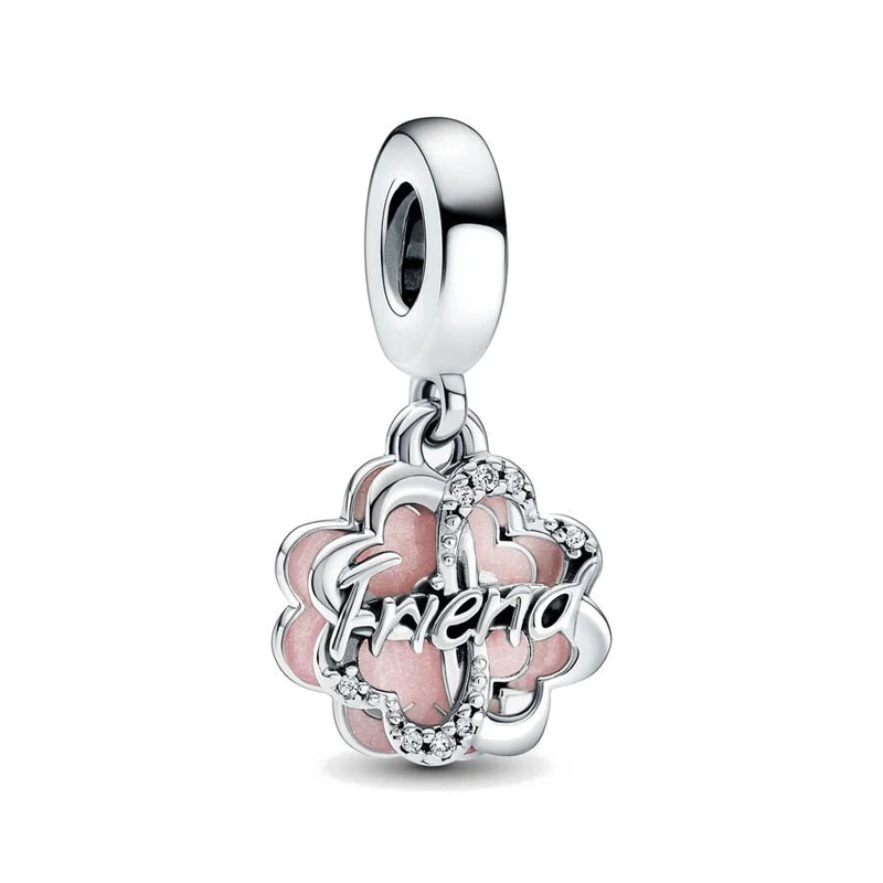 2025 Hot selling 925 Silver Pink Bird Moon Pendant Suitable for European Bracelets DIY Accessories Women's Charm Jewelry Gifts
