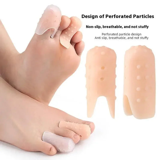 1 Pair SEBS Foot Care Finger Toe Cap With Hole Protector Cover Thumb Sleeve Corn Blisters Pain Relief Toe Tube Bunion Correction