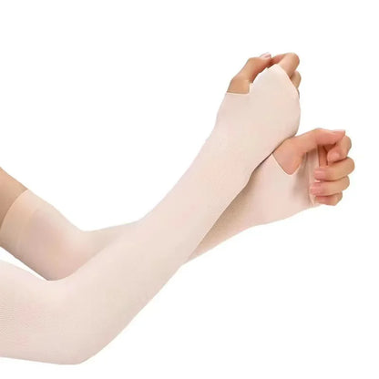 UV  Ice Silk Hand Protector Cover Long Gloves Sunscreen Half Finger Sleeves For Sunbathing Hiking Summer