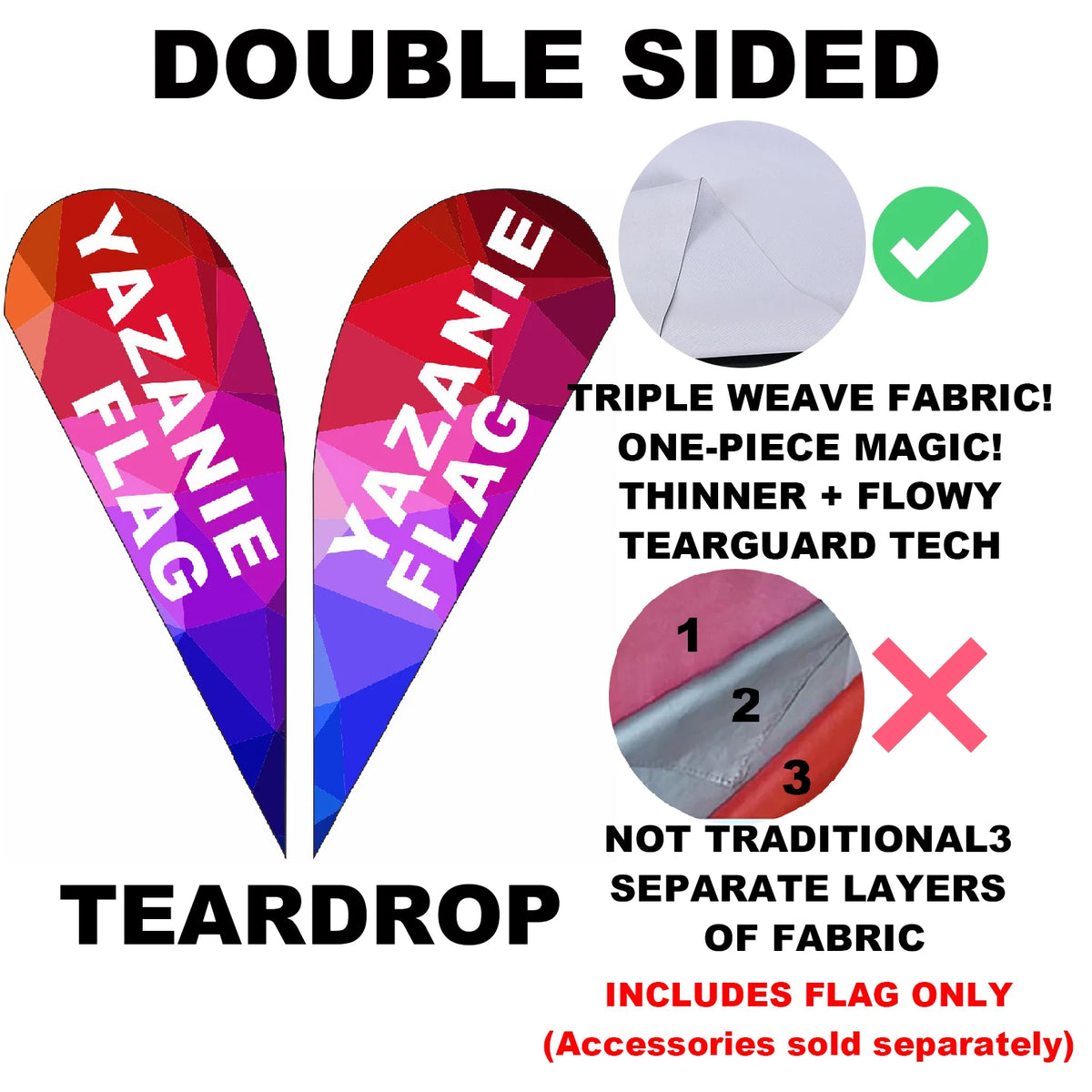 Single or Double Sided Custom Beach Feather Flag Advertising Swooper Teardrop Flag for Outdoor Business and Events Promotion