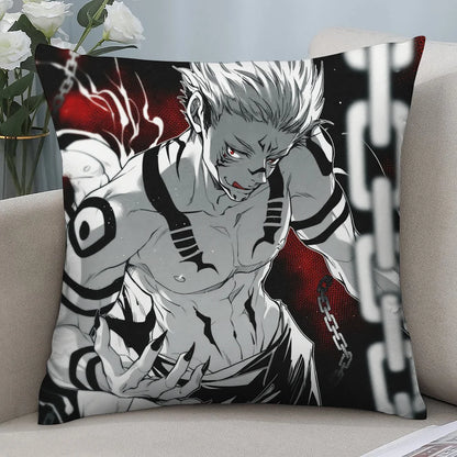 J-Jujutsu Kaisen Ryomen SukunaS Pillow Case Short Plush Pillow Covers Sofa Decor Gift Home Double-sided Printing Cushion Cover