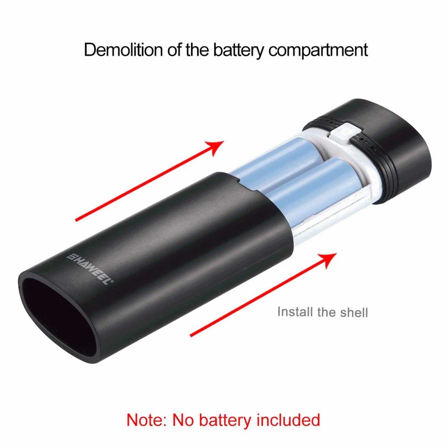 HAWEEL DIY 2x 18650 Battery (Not Included) 5600mAh Power Bank Shell Box with USB Output & Indicator Charging Box for Smartphone