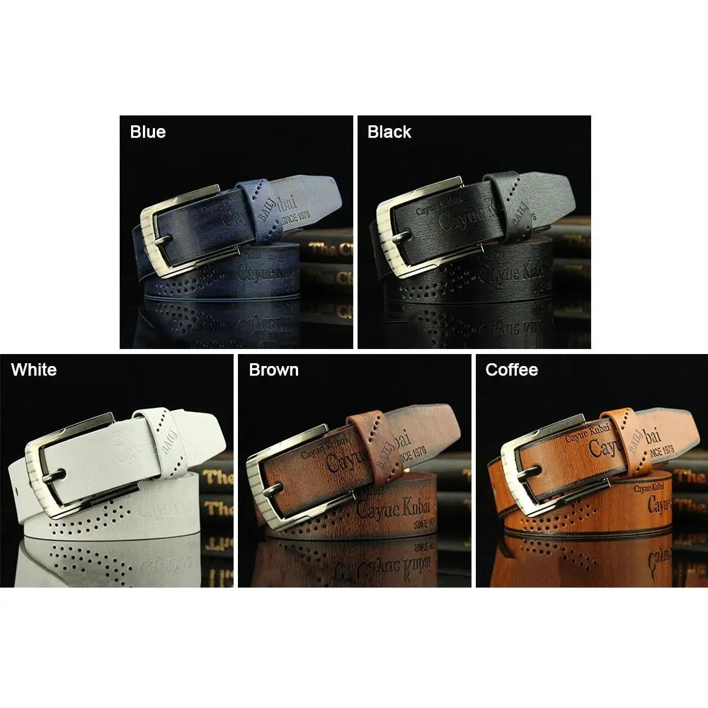 Durable Cowboy Leather Belt Casual Vintage Pin Buckle Waistband Pants Bands Men's Belt
