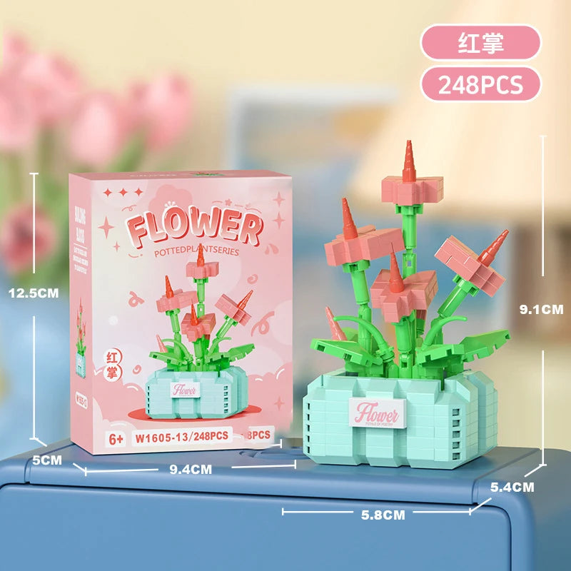 Bouquet Flower Mini Diy Building Block Toys for Children Bricks Blocks for Adults Constructor Micro Bricks Construction Set Gift