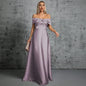 Mgiacy Line neck irregular cross pleated satin gown ball dress Party dress bridesmaid dress