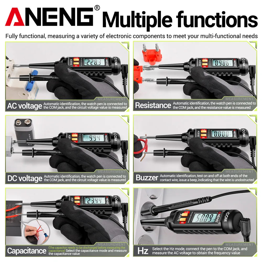 ANENG A3010 Pen-Type Multimeter 4000 Counts Digital True-RMS Backlight Multi Meter Auto Range Tester LCD Electrician Tester Tool