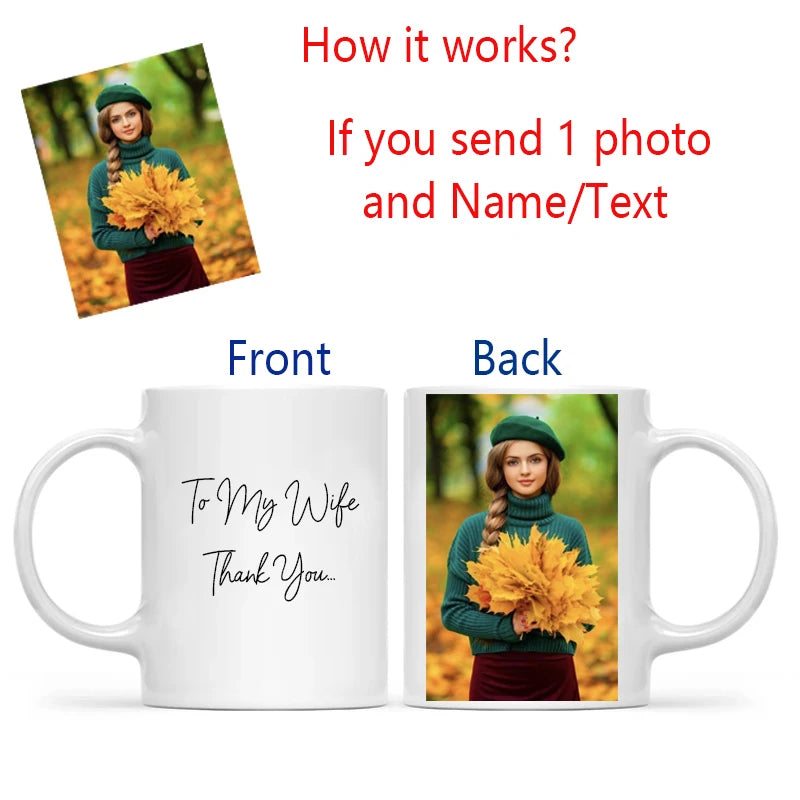 Customize Photo Black Coffee Mug - Personalized Dog Cat Familay Lover Photos Cup Tea Cup with Names Mothers' Day Surprised Gift