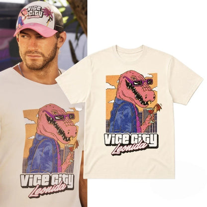 Jason Vice City Leonida Alligator Printed 2026 New T-shirt 100%Cotton Men's Women's Popular Streetwear Casual Tshirt Casual Tops