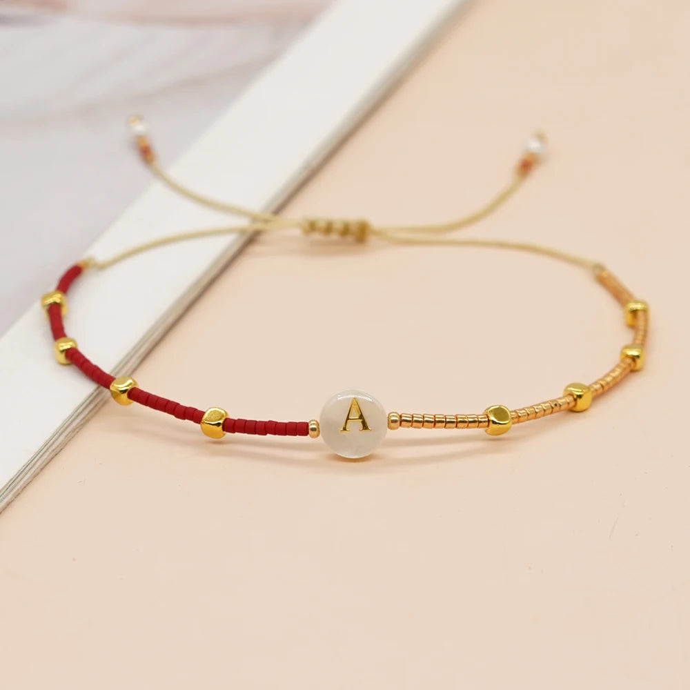 Go2boho New In Dainty Tiny Friendship Bracelets For Women Shell Letter Jewerly A-Z Charm Summer Fashion Design The Best Gift To