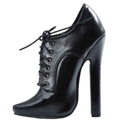 6 Inch High Heel Shoes Lace Up Pointy Toe Unisex Fetishheels Vintage Drag Queen Pump