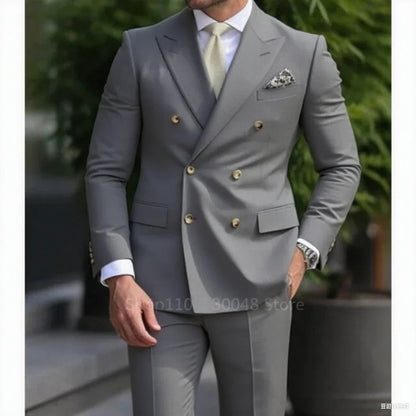 Smart Casual Wedding Men's Suits Slim Fit Tuxedo Blazer Set 2 Piece Formal Business Suit for Groom with Blazer And Pants