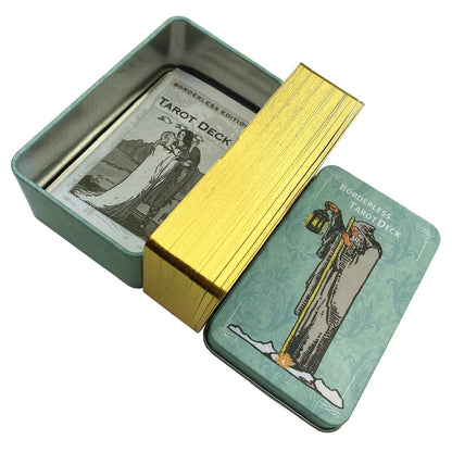 Gilded Borderless Edition Rider Tarot Cards Deck With Paper Guidebook English Vision Classical Divination Board Games