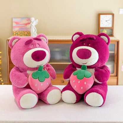 Disney Cute Hug Strawberry Bear Plush Toy Cartoon Anime Strawberry Bear Plush Doll Sleep Pillow Gift for Girlfriend's Birthday