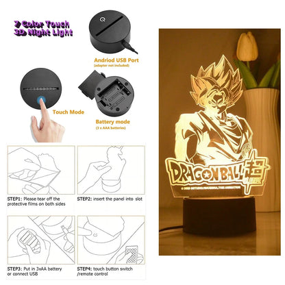 Dragon Ball Z Anime Figures Goku Vegeta Gohan Broly 3D Lamp PVC Action Figures Toys for Children Trunks Buu Super Saiyan Gifts