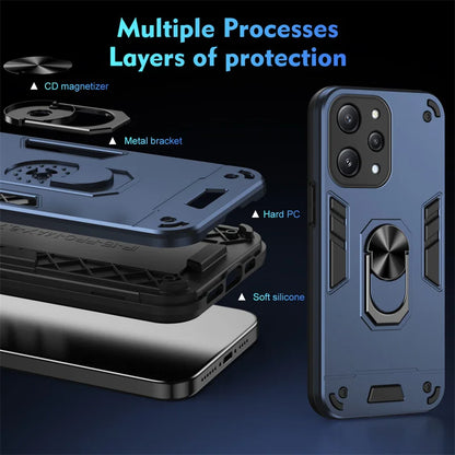 Funda For Xiaomi Redmi 12 4G 5G Case Camera Protect Armor Shockproof Phone Case For Redmy 12 Redmi12 Magnetic Holder Ring Cover