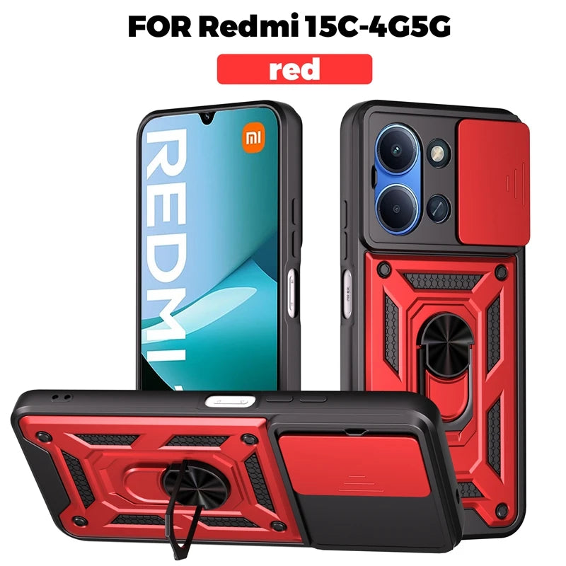 For Xiaomi Redmi 15C 4G 171mm Case Magnetic Holder Ring Armor Shockproof Cases For Redmy 15C 15 C Redmi15C Lens Protector Cover