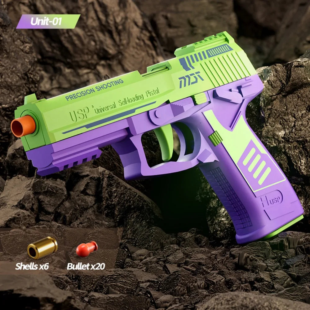 Colt 1911 Shell Soft-Bullet Gun Can Be Fired Toy Gun Fully Automatic Pistol Shooting Games for Boys Kids Christmas Gift