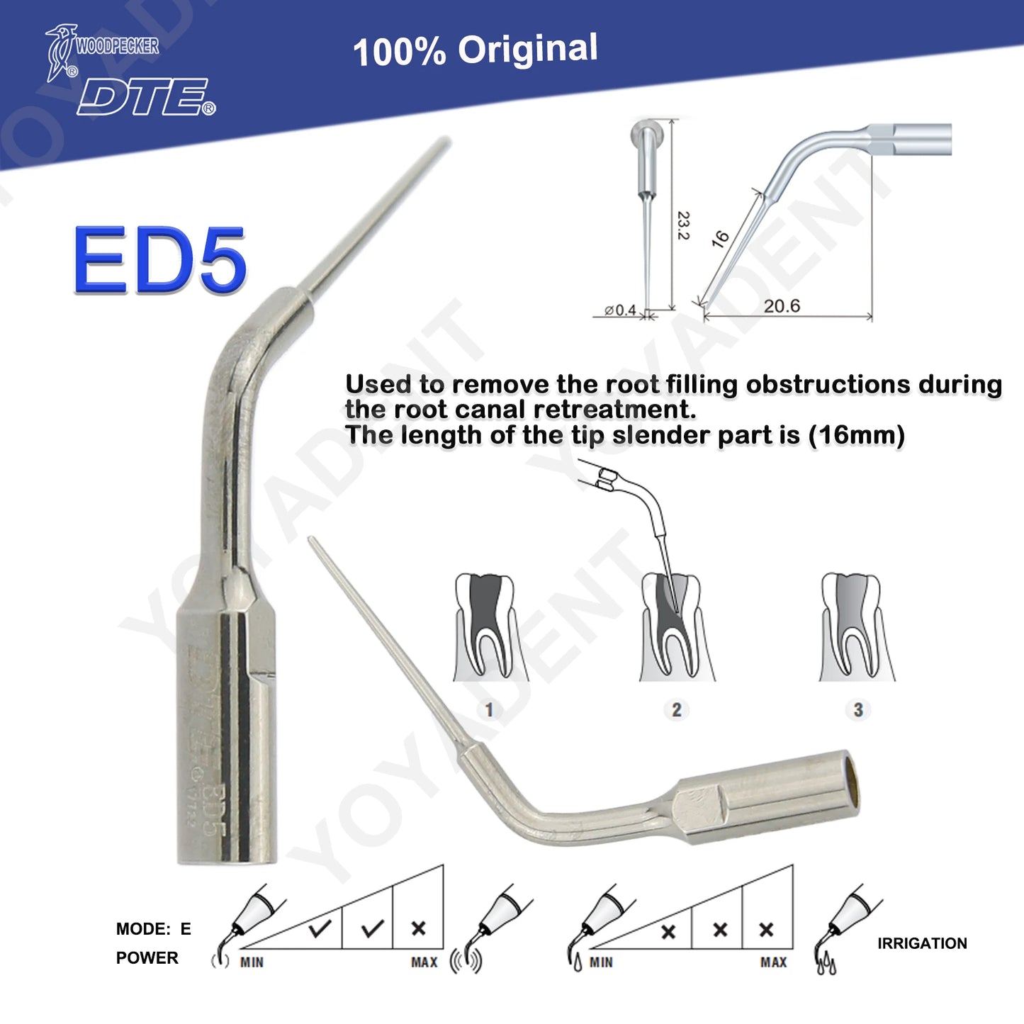 Woodpecker DTE Dental Endo Tips Ultrasonic Scaler Tips Scaling Tips ED-Series Fit NSK SATELEC Scaler Handpiece Dentistry Product
