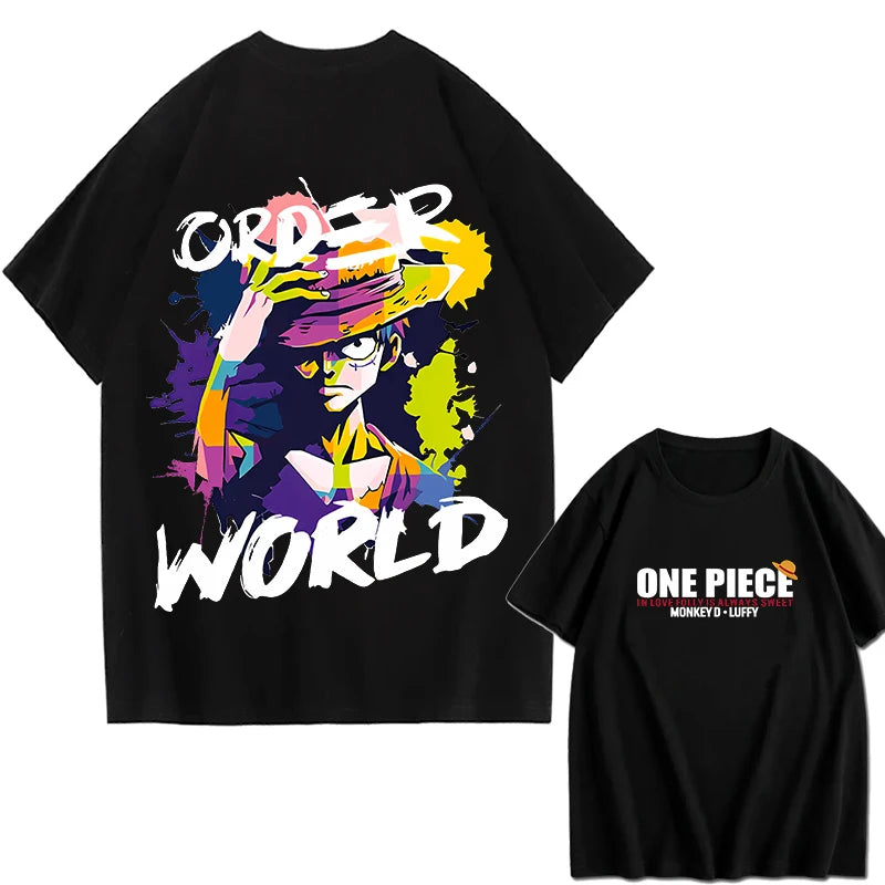 2026 New ONE PIECE Zoro Luffy Gear 5 Printed Short-sleeved Cotton T-shirt Summer Tide Pure Cotton Unisex Clothing