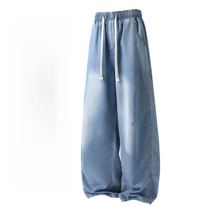 Men's Thin Jeans New Summer Trendy Breathable Lyocell Blend Casual Pants Street Fashion Daily Commute Lightweight Denim Trousers