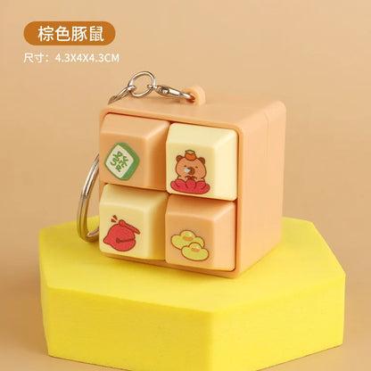 Creative Four Grid Keyborad Button Keychain Stress Relief Fidget Decompression Keyring Backpack Hanging Pendant Birthday Gift
