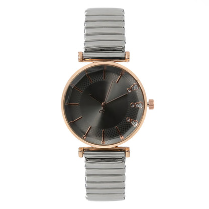 Luxury Treasure Blue Crystal Ladies Quartz Watch - Casual Stainless Steel Stretch Strap Fashion Women's Dress Clock