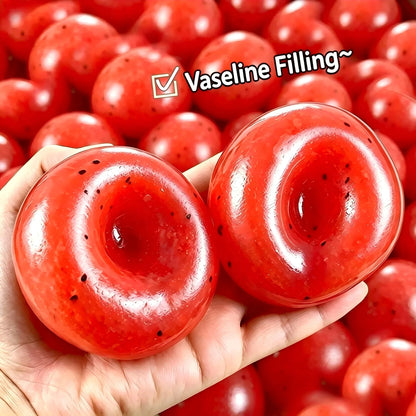 Passion Fruit Vaseline Filling Squeeze Ball, Yellow TPR Squishy Fidget Toy with Black Seeds, Crinkling Sound Ice‑Slush Texture