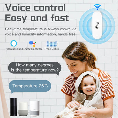Tuya Zigbee 3.0 Wireless Temperature Humidity Sensor Smart Humidity Detector APP Monitor Voice Control Alexa Google Assistant